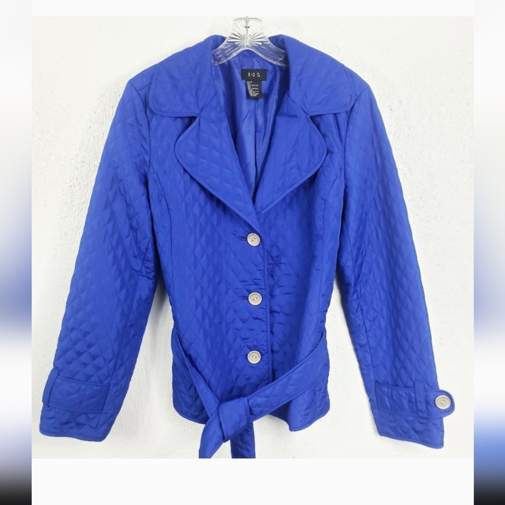 Blue Quilted Jacket Classic Soft Size Large